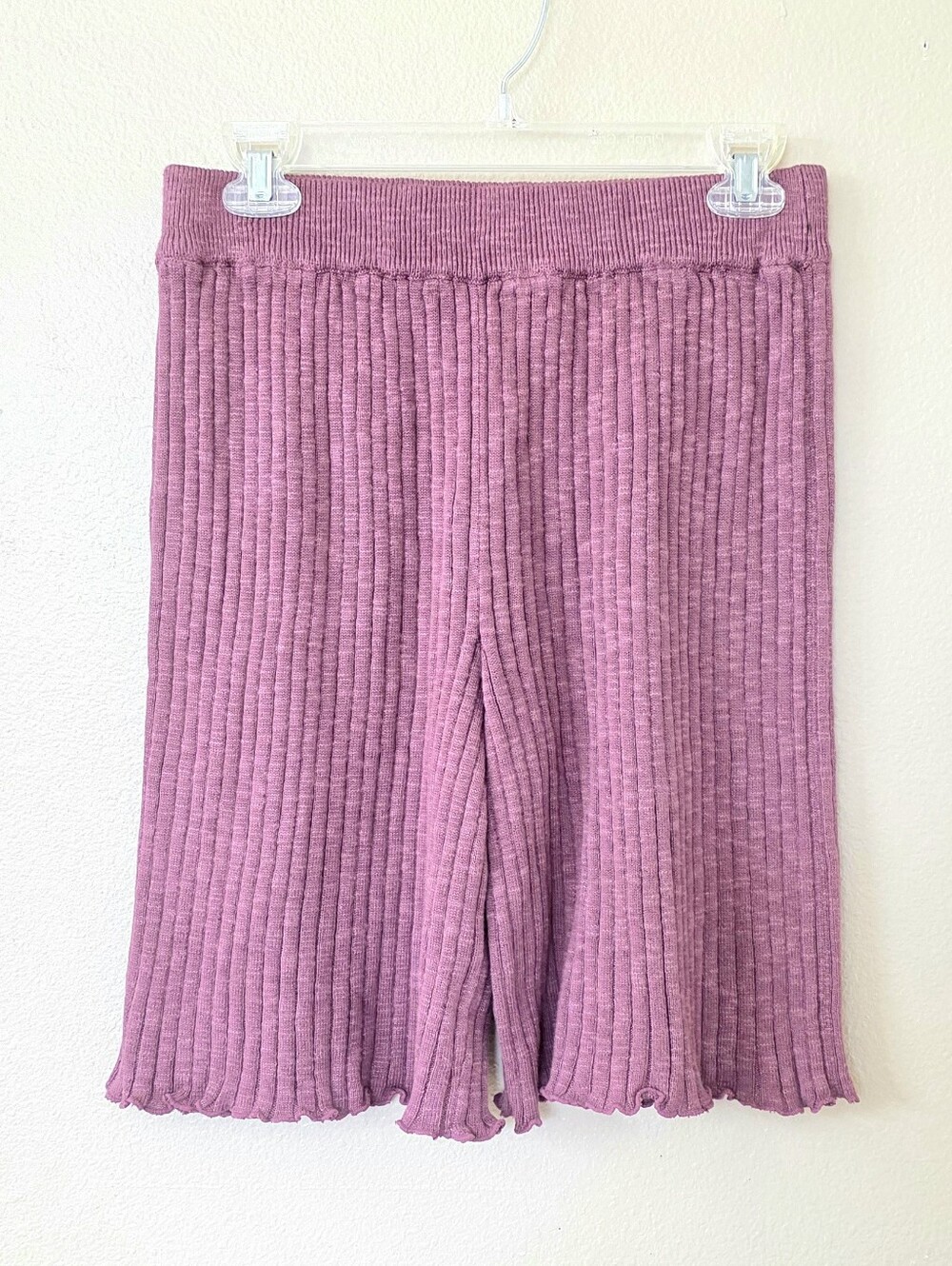 Free People Purple Rib Knit Lettuce Hem Shorts - Size Small